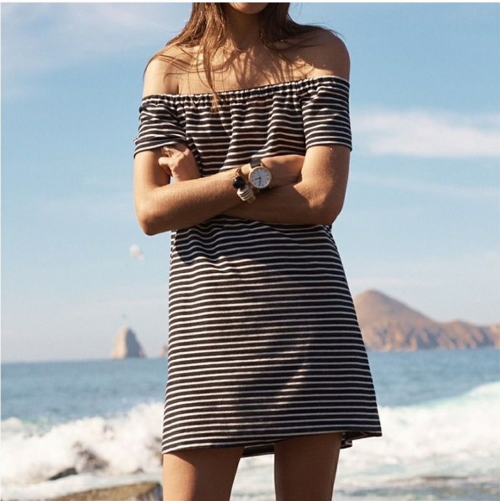Madewell striped off the shoulder Melody dress